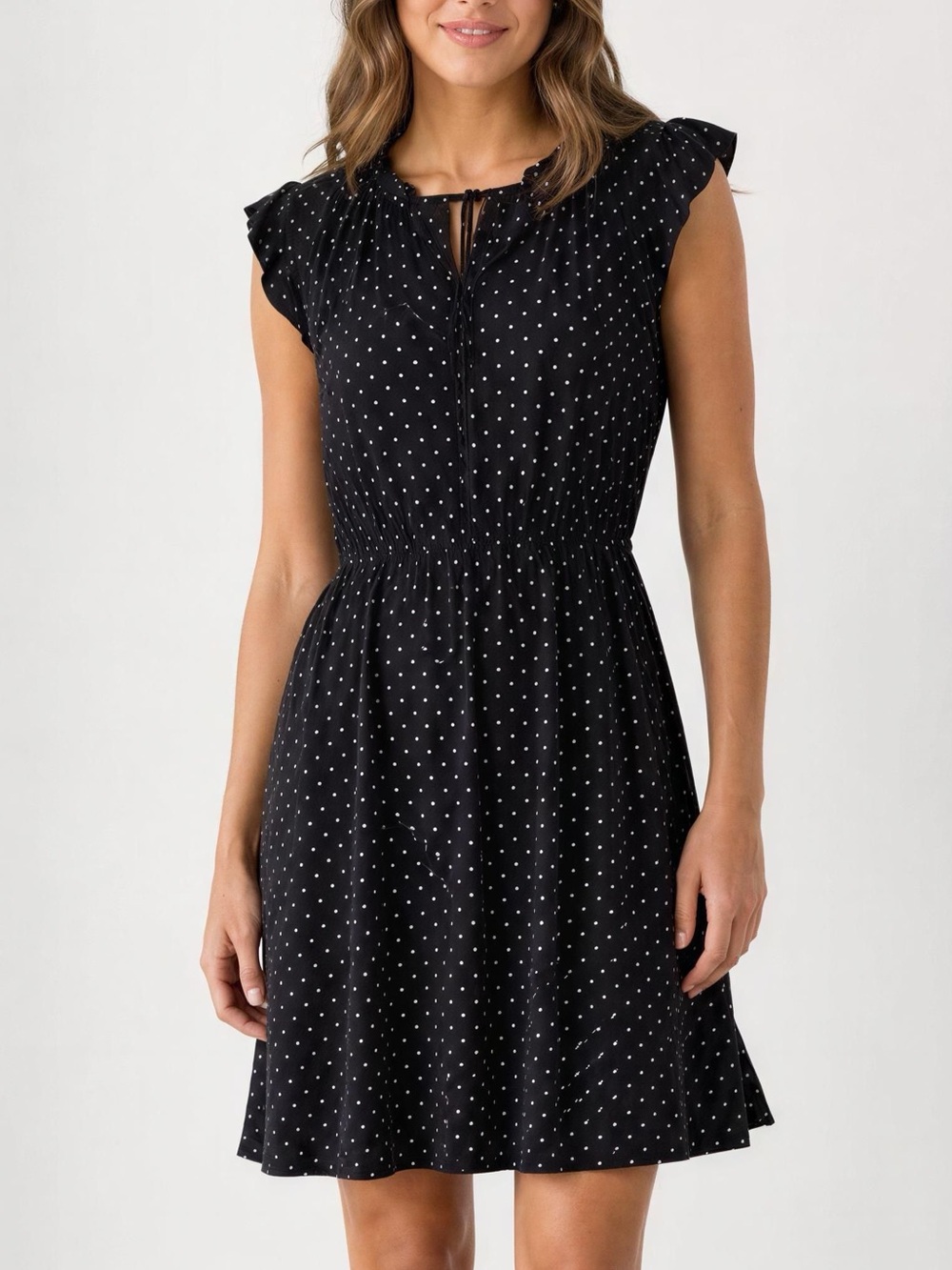 Old Navy Black Dress with White Polka Dots